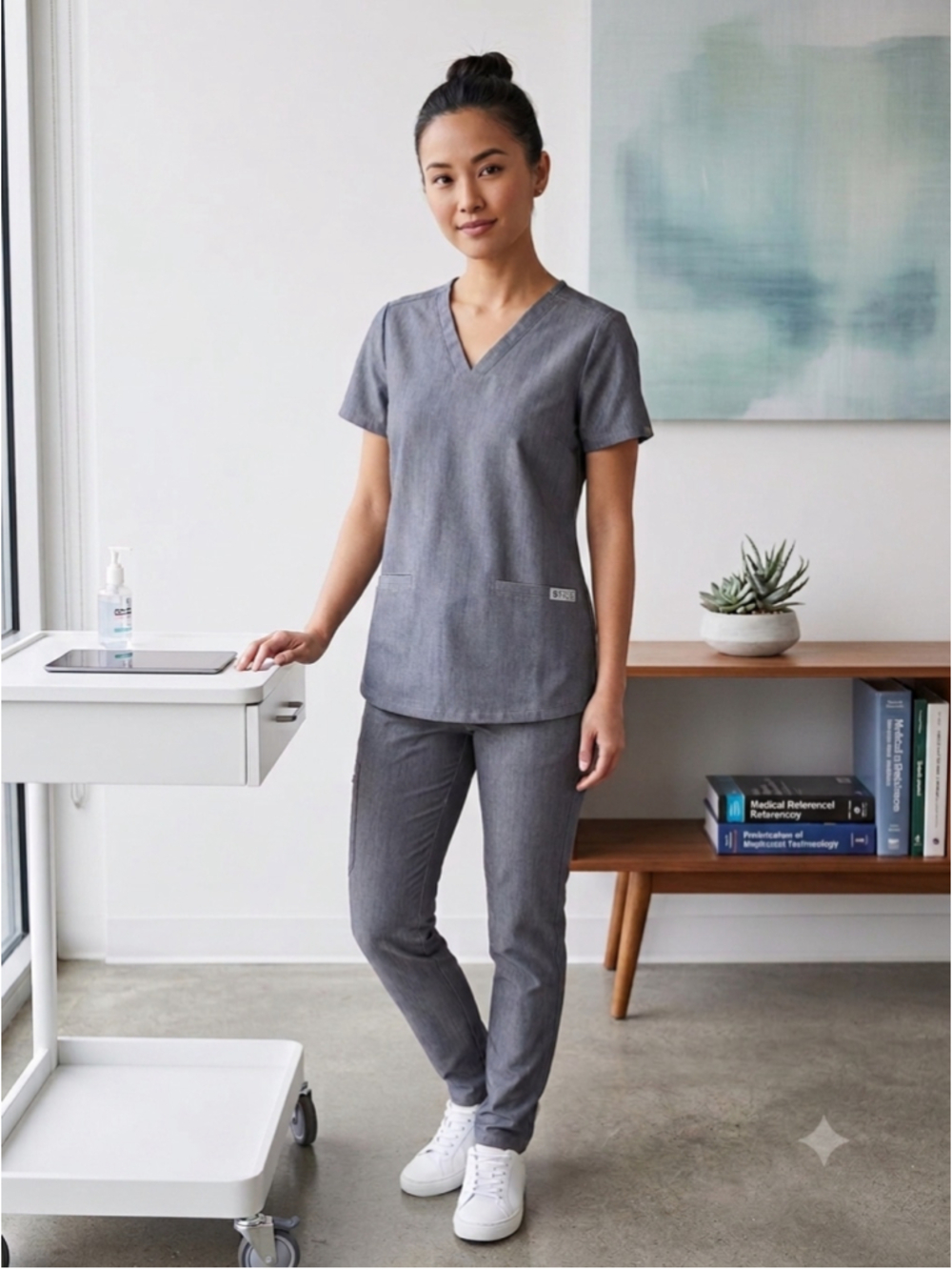 FIGS Casma Scrub Top XXS Grey Heather V-Neck Technical Collection Short Sleeve